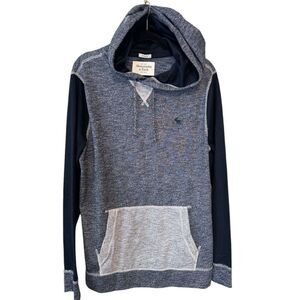 Abercrombie & Fitch Hoodie Mens Medium Muscle Pullover Logo A&F Gray Y2K Vintage